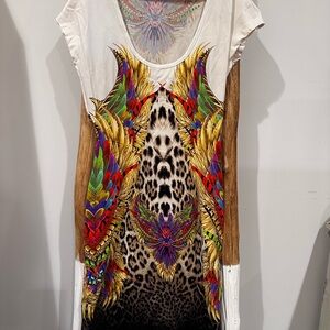 Just Cavalli Multicolor Animal Print Short Sleeve Dress